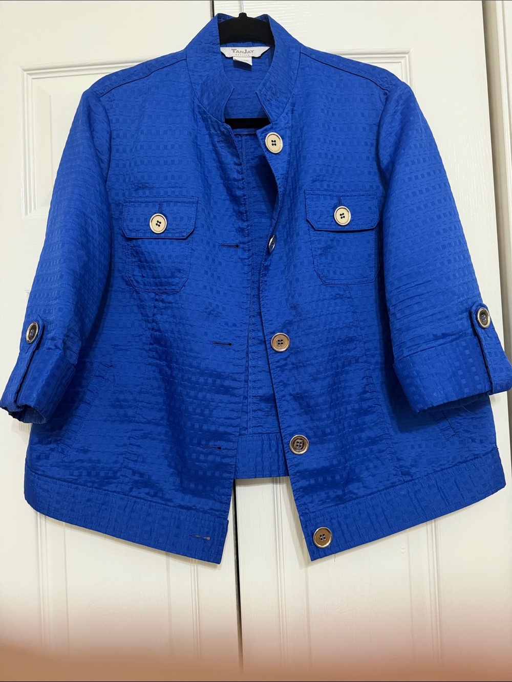TanJay Women’s Cobalt Blue Textured Button Jacket